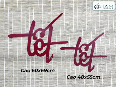 Chữ Tết thư pháp cỡ lớn bằng gỗ 55 - 70cm Kiểu 1 [Gỗ nhẹ - 1 - 2 lớp] CHU-GO-20